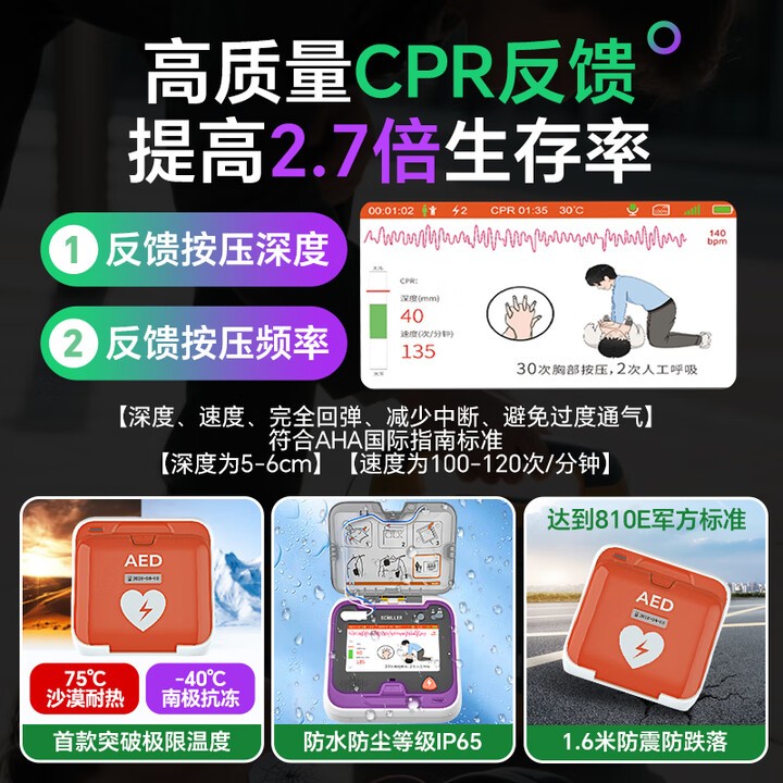 席勒AED-N3半自动体外除颤器便携式除颤仪家用医用车载急救+立柜 详情图 10