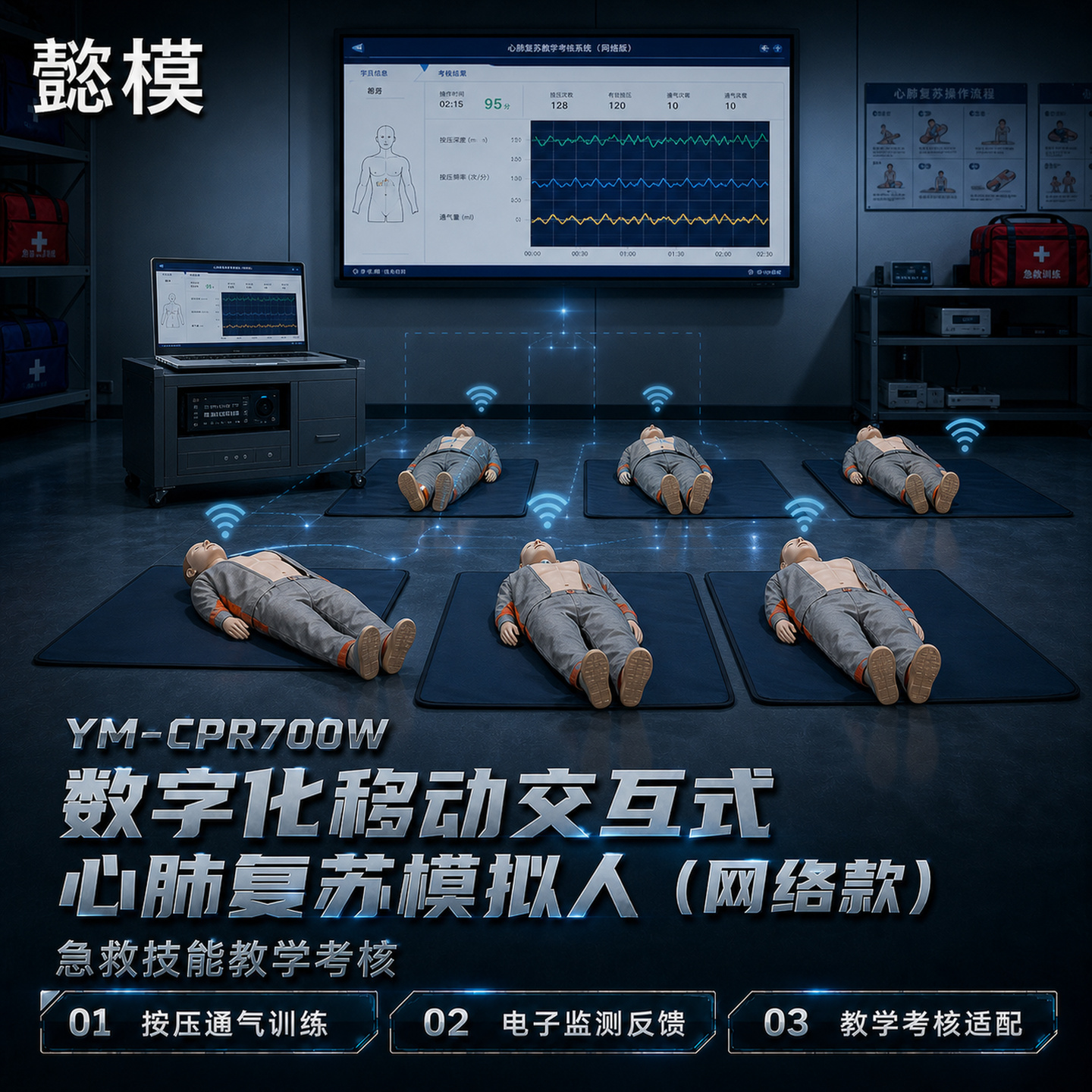 懿模YM-CPR700W数字化移动交互式心肺复苏模拟人（网络款）