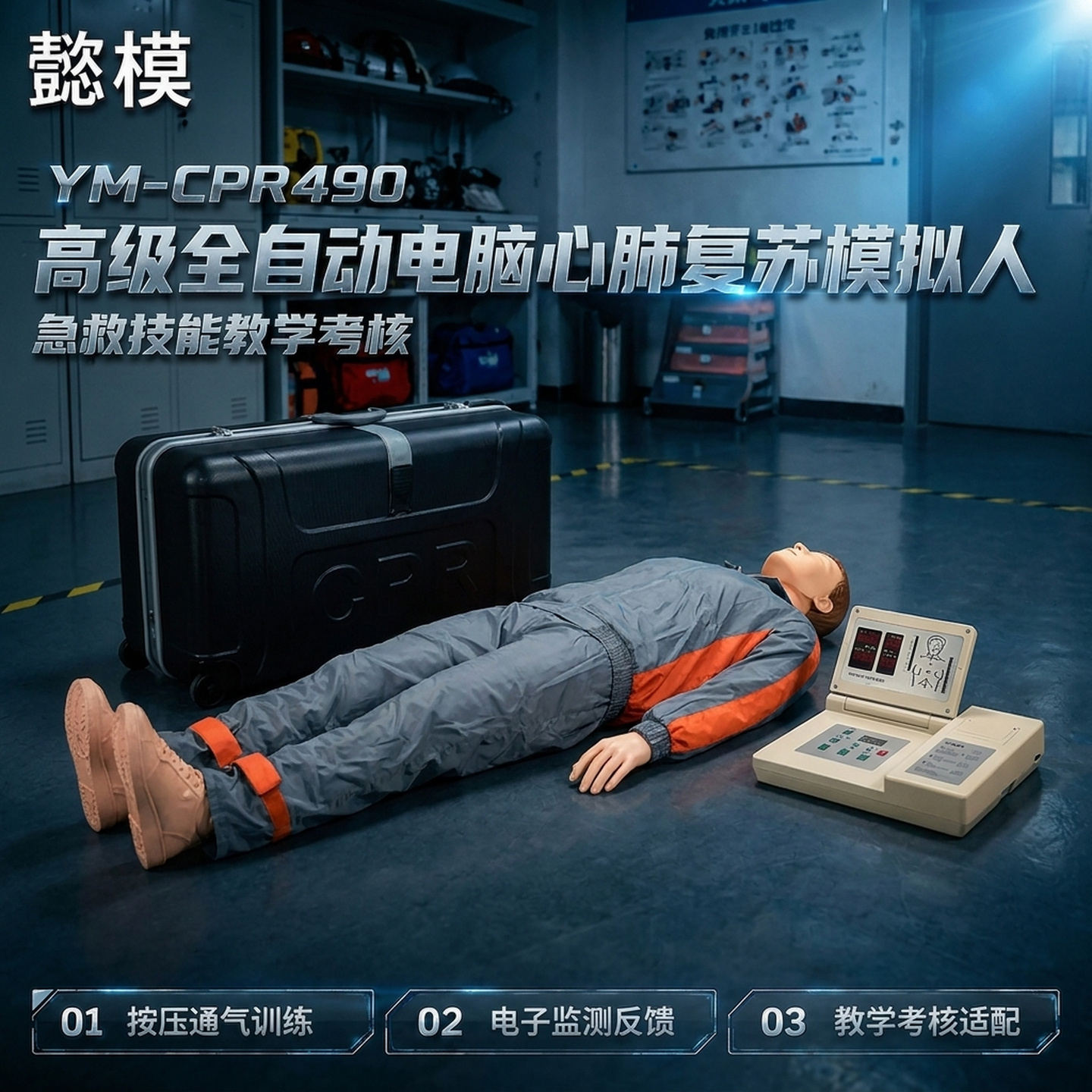 懿模YM-CPR490高级全自动电脑心肺复苏模拟人CPR训练实战考核语音提示