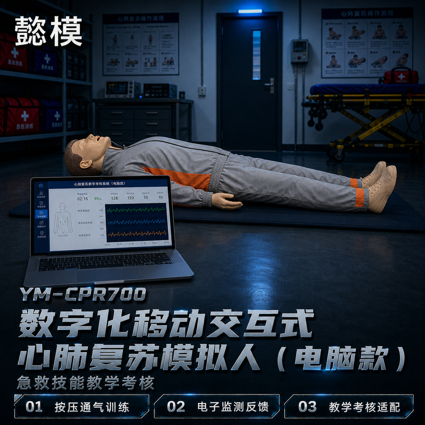 懿模YM-CPR700数字化移动交互式心肺复苏模拟人（电脑款）