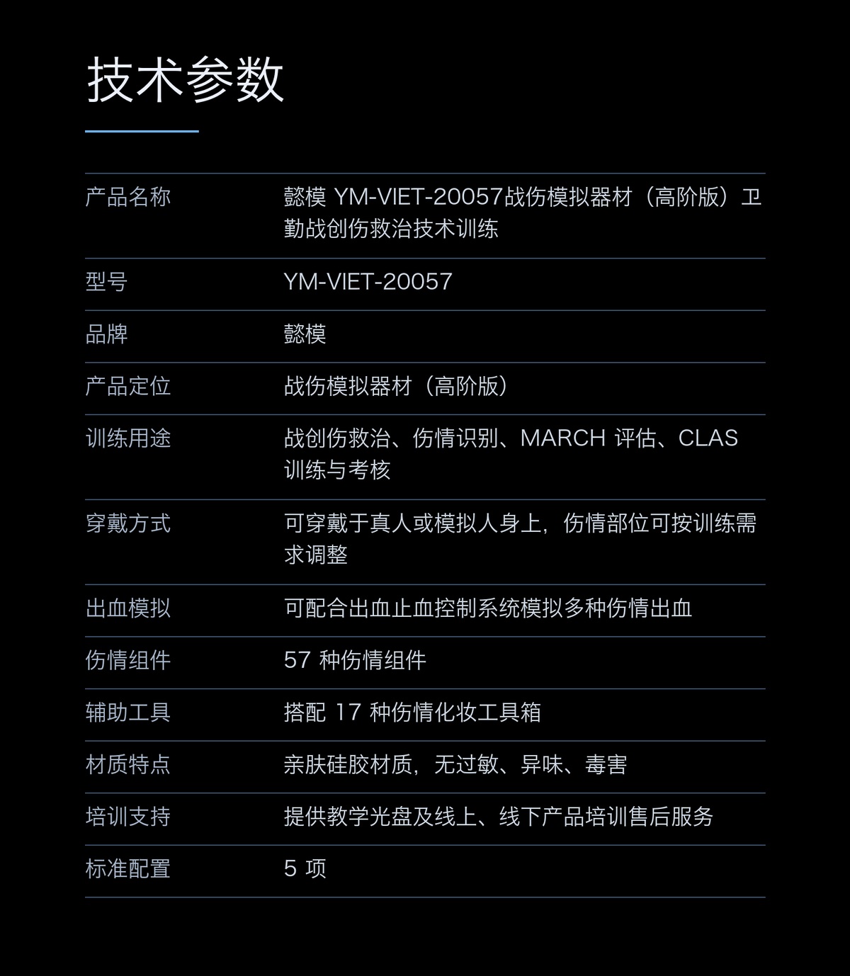 懿模 YM-VIET-20057战伤模拟器材（高阶版）卫勤战创伤救治技术训练 详情图 4