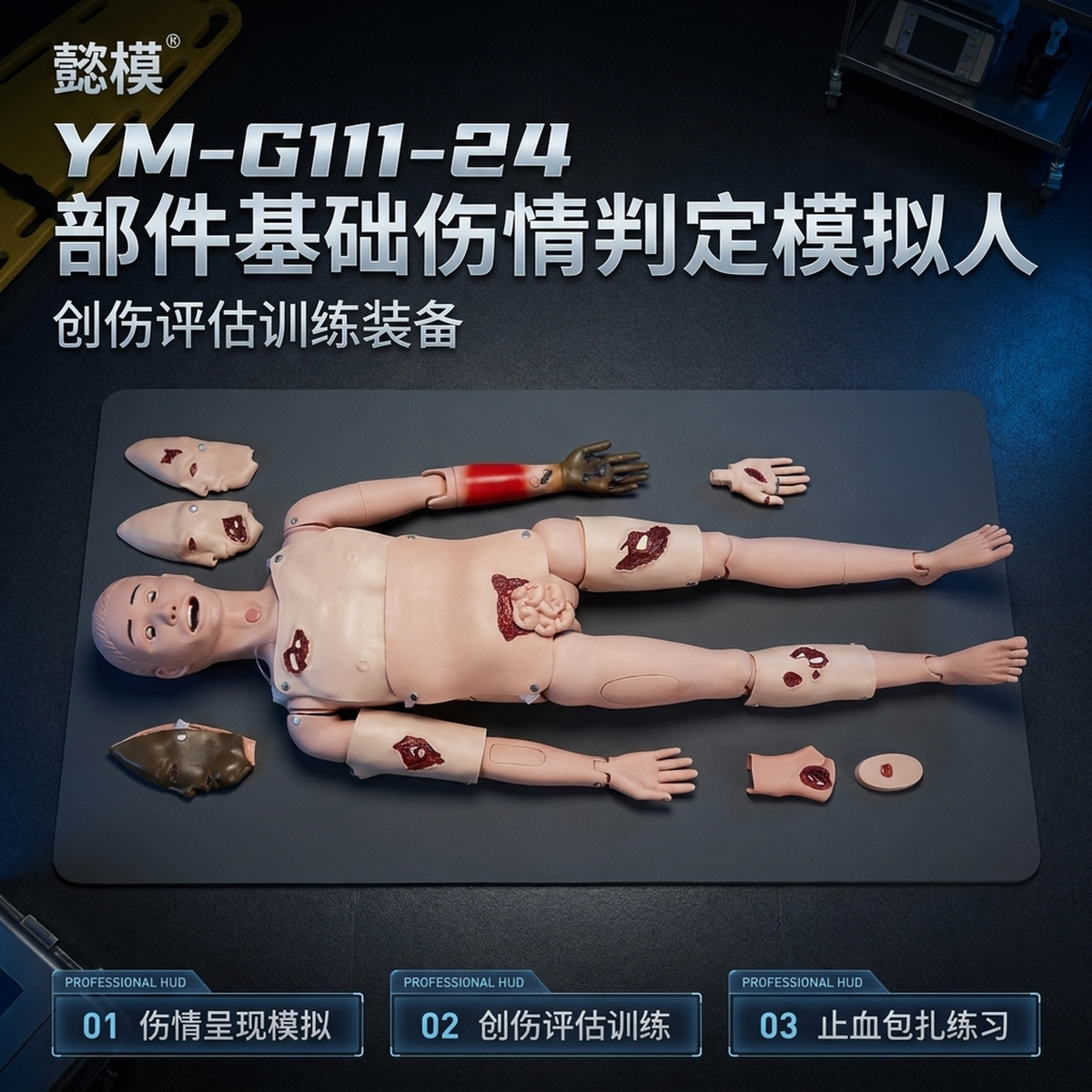 懿模YM-G111-24部件基础伤情判定模拟人创伤包扎护理搬运野战卫勤训练 详情图 1