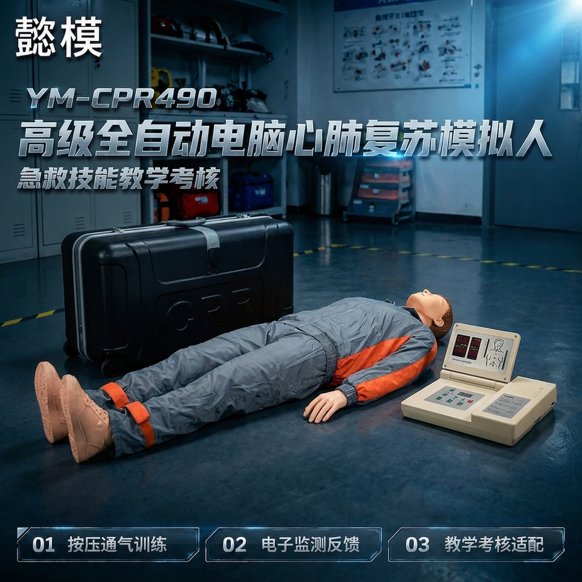 懿模YM-CPR490高级全自动电脑心肺复苏模拟人CPR训练实战考核语音提示 详情图 1
