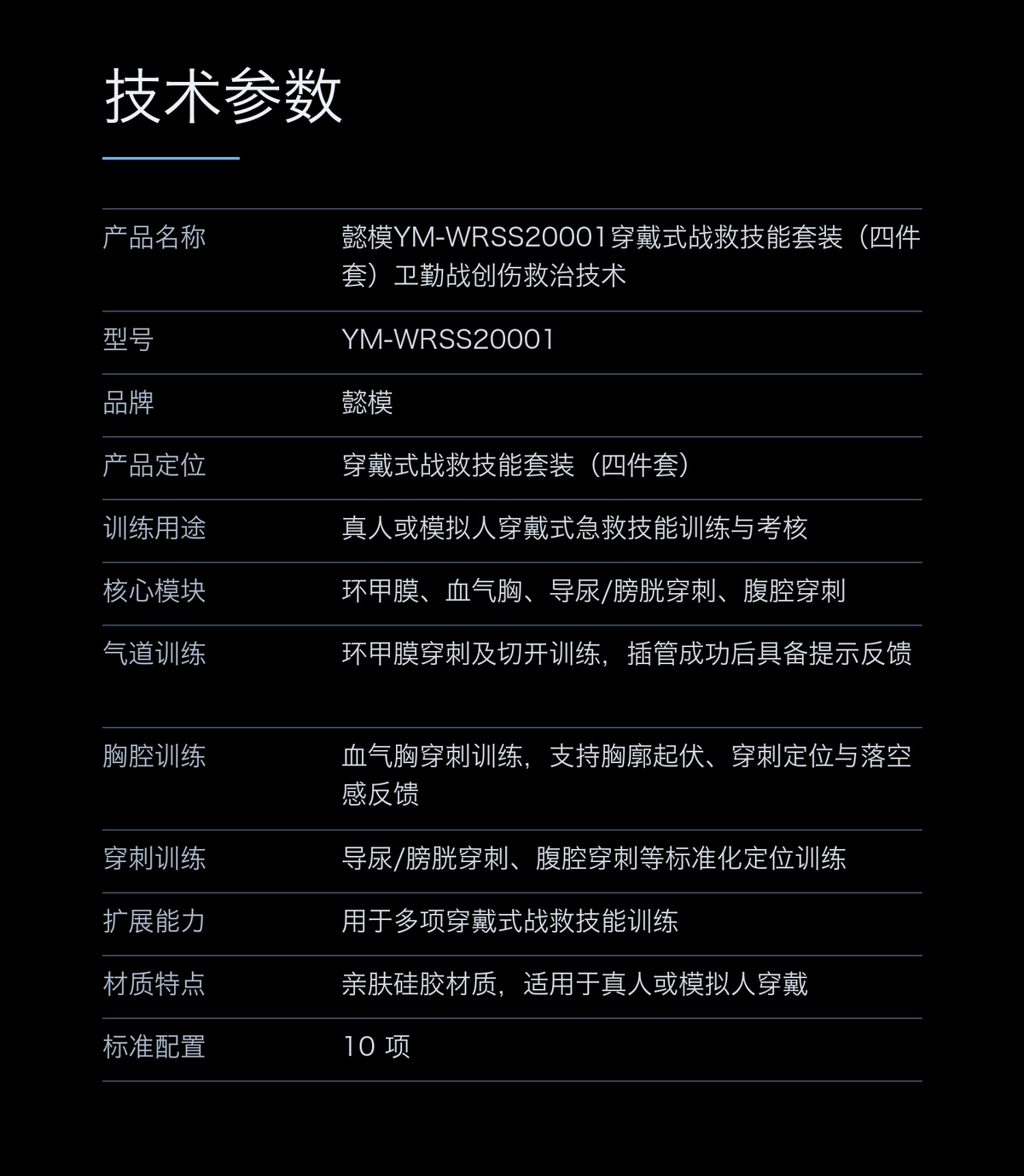 懿模YM-WRSS20001穿戴式战救技能套装（四件套）卫勤战创伤救治技术 详情图 4